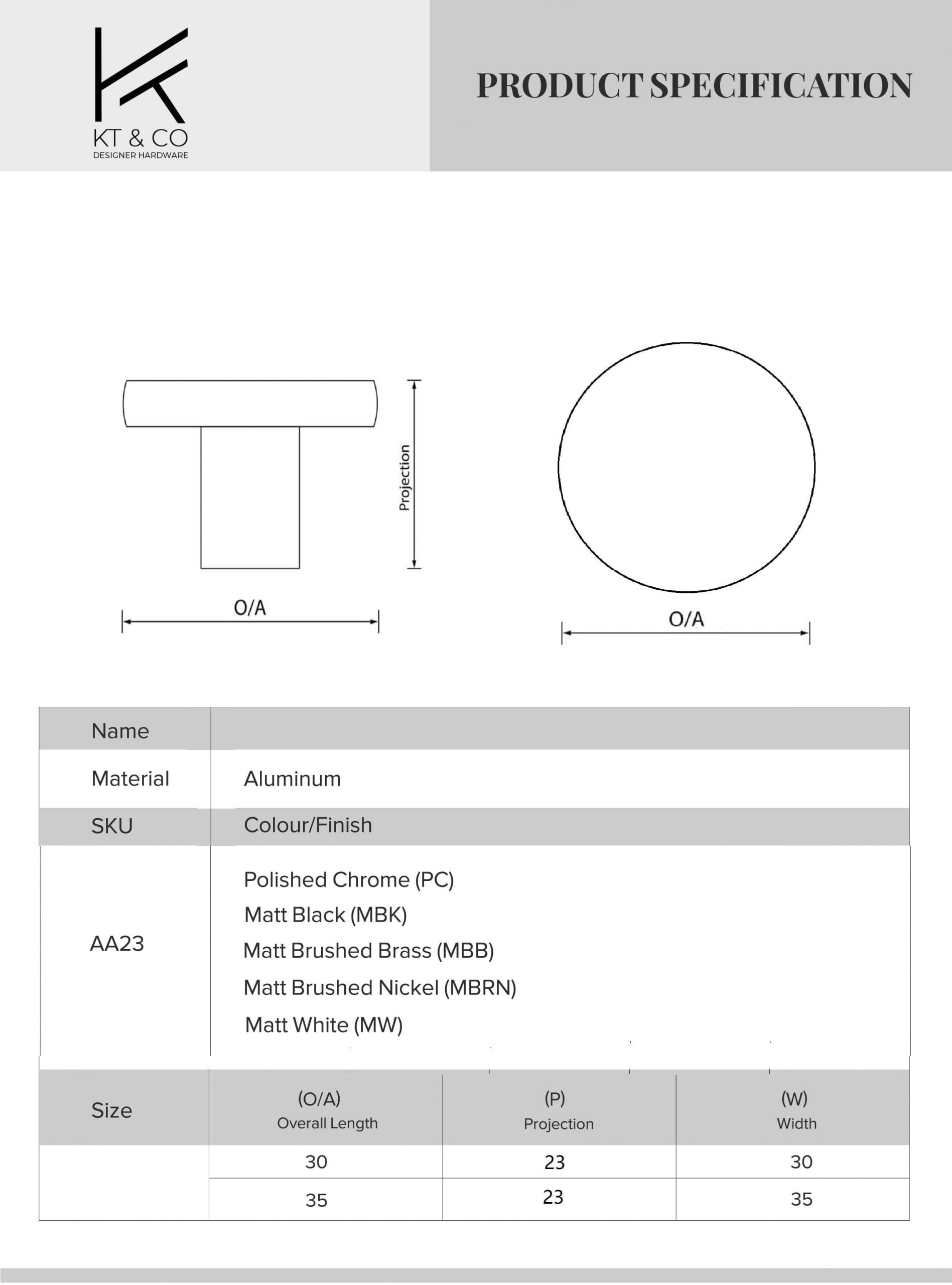 Kitchen Drawer Flat Knobs