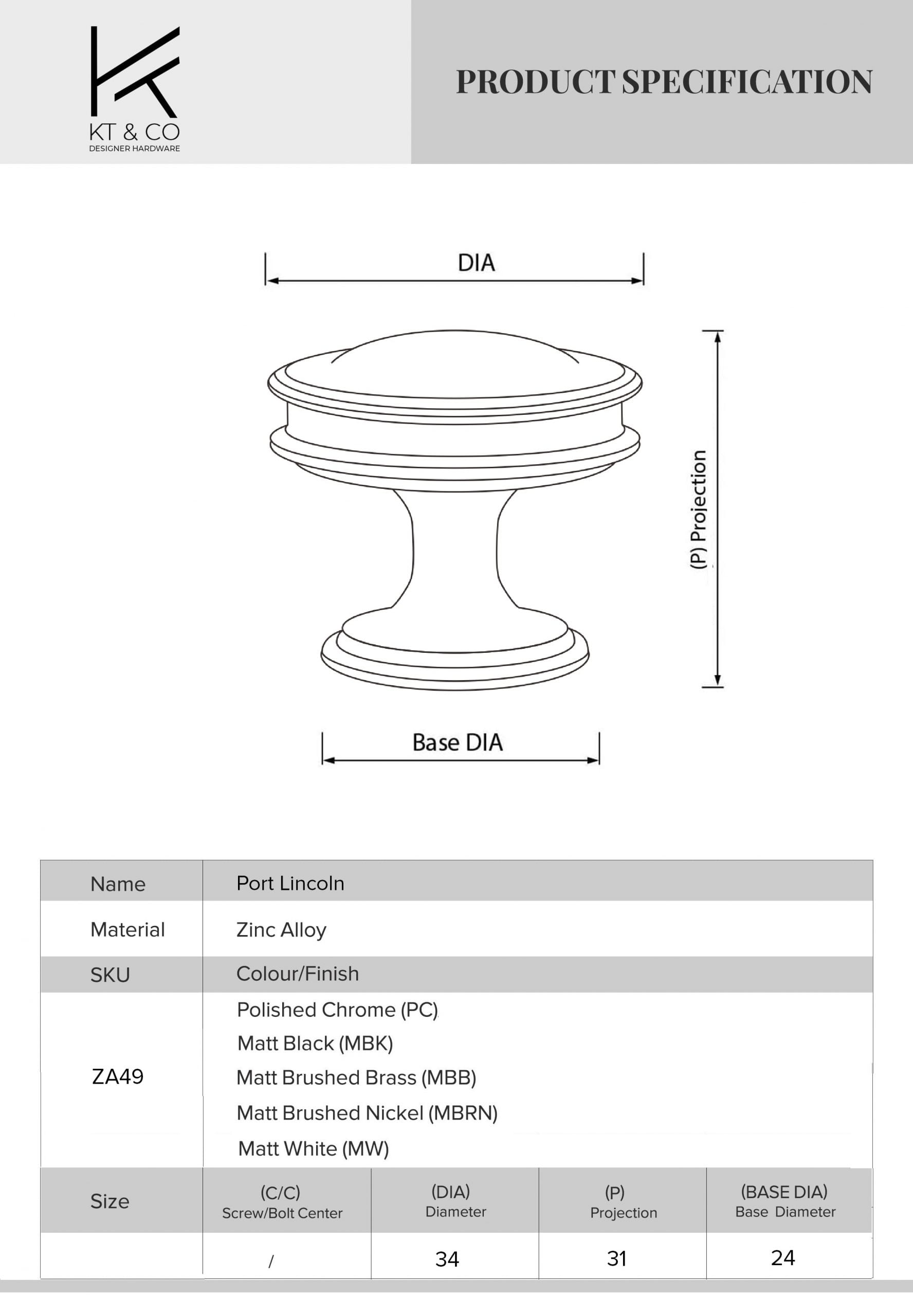 Kitchen Handle Specification