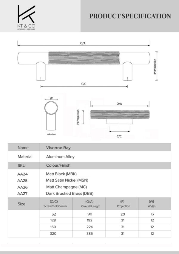 KT&CO Kitchen handles Stripe Vivonne Bay matt black / satin nickel / dark brushed brass/ champagne - Image 2