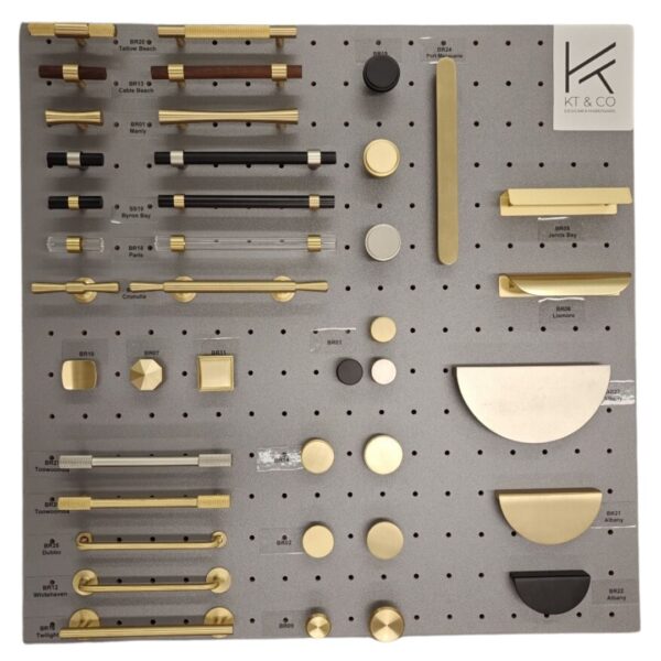 Kitchen handles display board -Brass collection