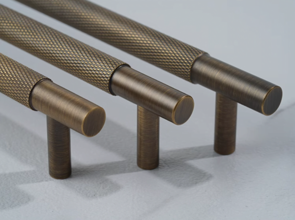 Kitchen Knurled handles solid Brass /aged antique brass Tallow Beach - Image 3
