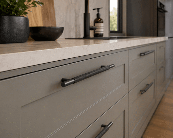 Kitchen Knurled cabinet handles gunmetal grey Bondi - Image 2